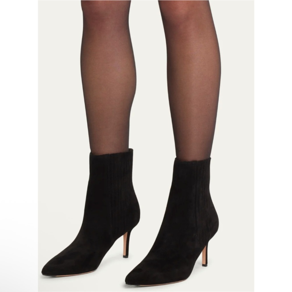 Veronica Beard Chocolate Brown Suede heeled boot with python heel detail $495